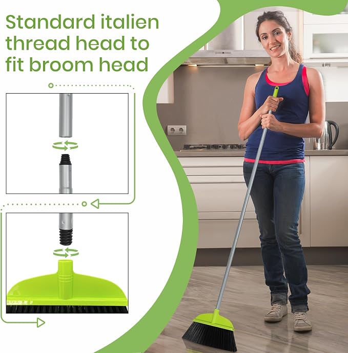 3 Packs Indoor Brooms for Sweeping Hardwood Floor Green Angle Broom - Image 2