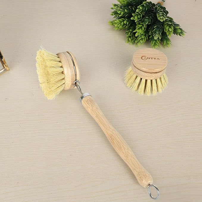 Bamboo Dish Brush with Handle - Image 4