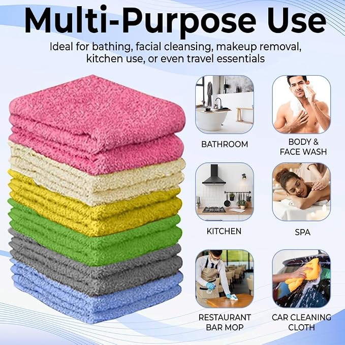 100% Cotton Washcloth Set – Soft, Absorbent Face Towels - Image 6