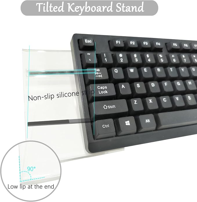 Gel Wrist Rest for Keyboard and Mouse Transparent Acrylic Tilted Keyboard Riser - Image 4