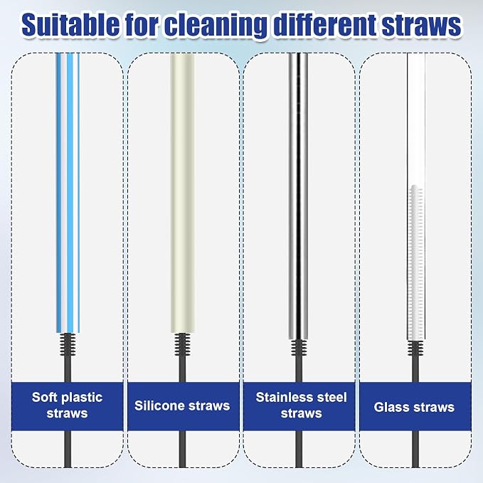 2pcs Silicone Straw Brushes, 6mm+8mm Reusable Hanging Straw Cleaner Brush Extra - Image 4