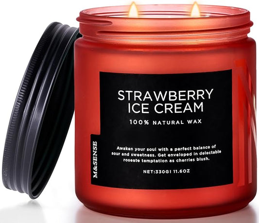 M&SENSE Natural Soy Candles for Home Strawberry Ice Cream Scented, 11.6oz 70 by MSENSE