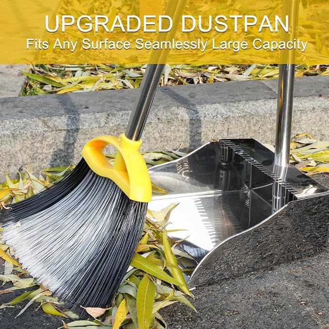 Broom and Dustpan Set, Outdoor Heavy Duty Broom - Image 5