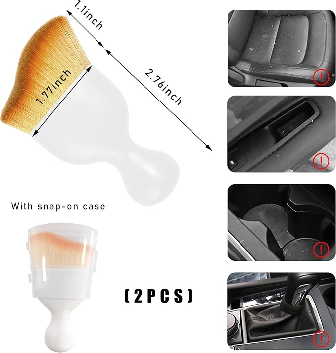 2PCS Car Interior Dust Brush, Soft Scratch Free Auto Detailing Brushes - Image 2