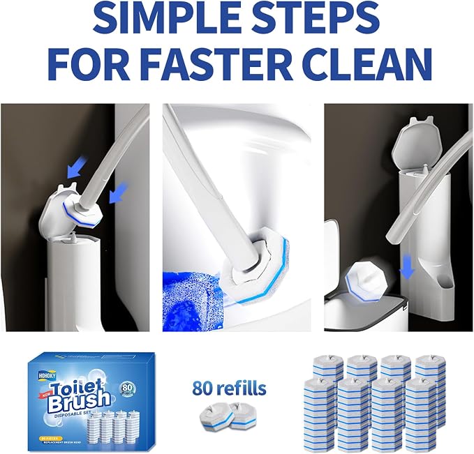 80Pcs Toilet Wand Refills for Disposable Toilet Bowl Brush Scrubber Cleaner - Image 7
