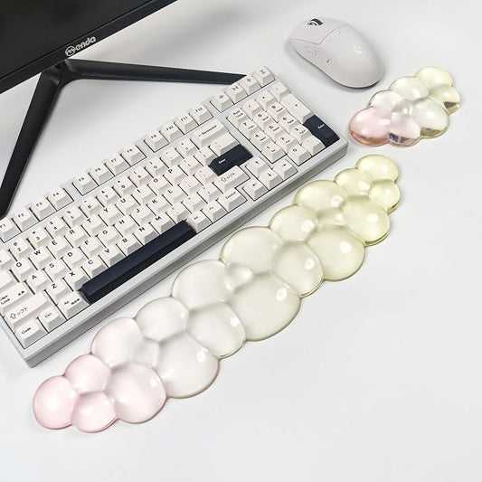 Ergonomic Cloud Silicone Gel Keyboard and Mouse Wrist Rest Set – Clear Wrist - Image 2