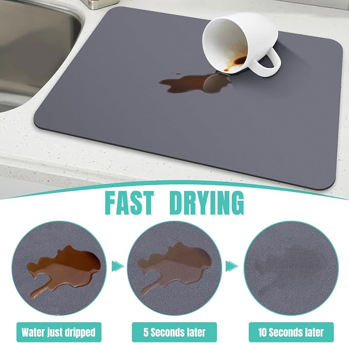 WISELIFE Coffee Mat Super Absorbent Dish Drying Mat Coffee Bar Accessories - Image 3