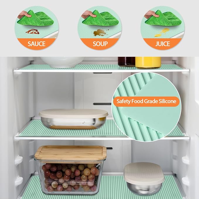 GOYLSER Silicone Refrigerator Shelf Mat, 4 Pack Waterproof Fridge Mat Liners - Image 6