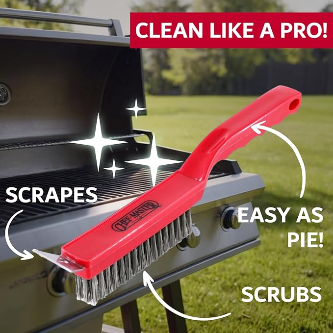 Chef Master Grill Brush with Scraper Head – Heavy-Duty Wire Bristle Cleaner - Image 5