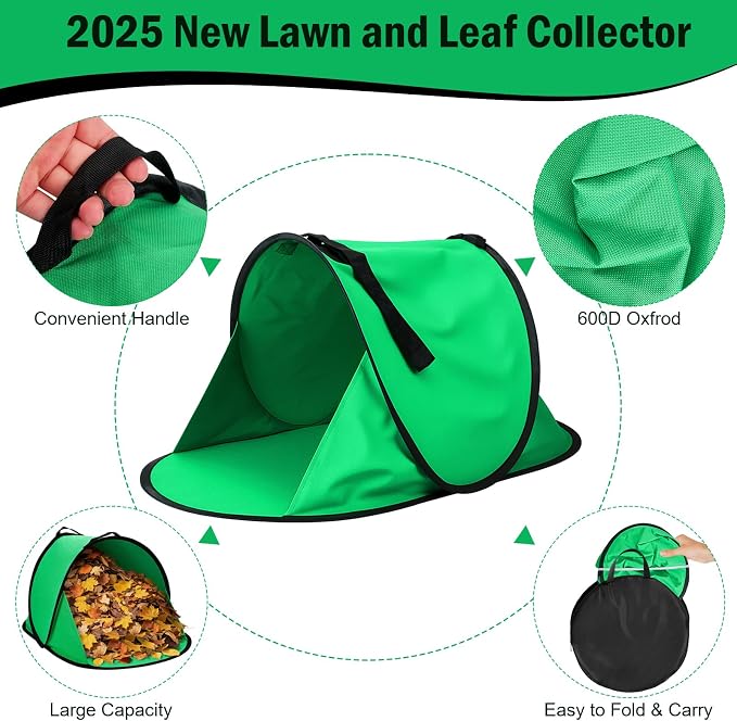2025 New 60 Gallon Pop-Up Foldable Leaf Collector, Portable LeafBag, 600D - Image 3
