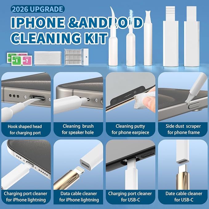 2026 Upgrade Phone Cleaning Kit 47PCS, iPhone Cleaning Kit, Airbud AirPods - Image 2