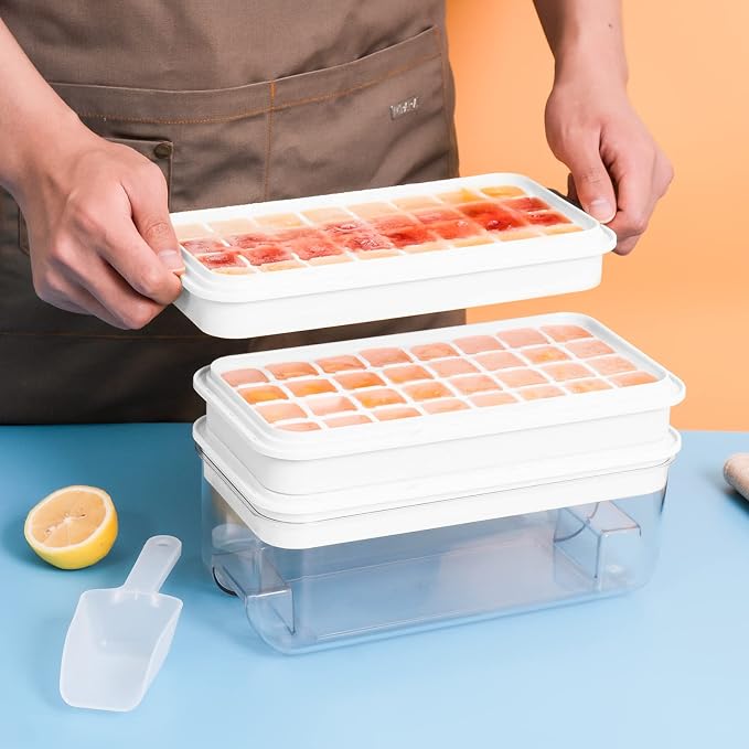 PHINOX Ice Cube Tray with Lid and Bin, 3 Pack Plastic Ice Cube Tray Molds - Image 7
