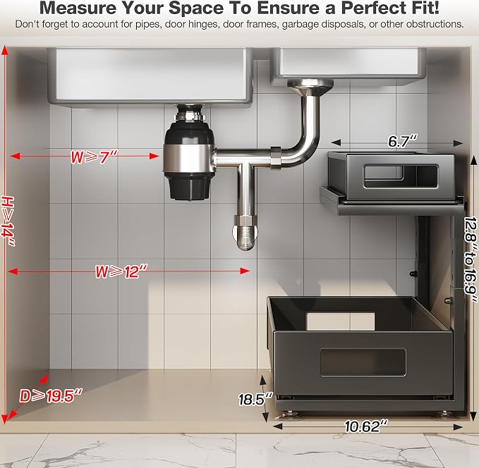 2 Pack 18.5IN-Depth Under Sink Organizer - Image 2