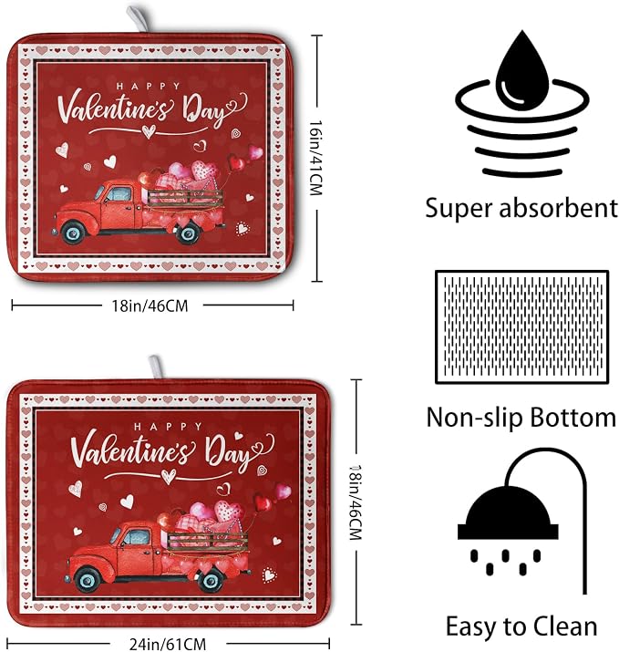 Happy Valentine's Day Dish Drying Mat - Image 2