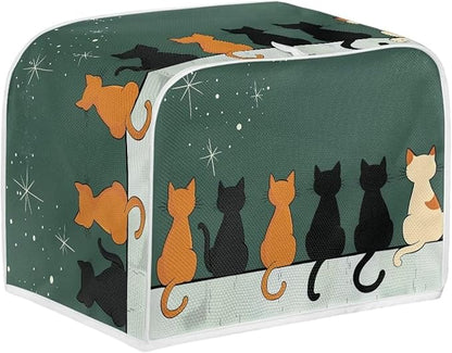 Cat Printed Bread Maker Cover, 4 Slice Kitchen Small Appliance, Toaster Cover Dust and Fingerprint Protection, Washable Oven Bakeware Protector