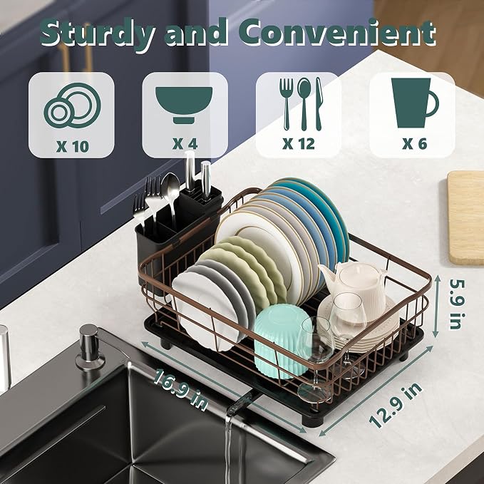 Iron Dish Drying Rack with Drainboard Dish Drainers - Image 6