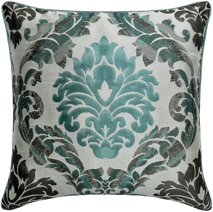 The HomeCentric King/Queen/Twin Blue Decorative CA King 86"x18" Bed Runner with 2 Pillow Cover, Damask Bed Scarf on Jacquard Fabric - Royal Elegance