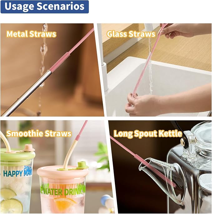 Silicone Straw Cleaner Brush, Non-slip Handle Soft and Bendable - Image 4