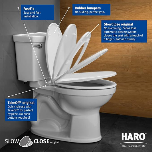 HARO | ROUND Toilet Seat | Heavy-Duty up to 550 lbs Capacity | Slow-Close-Seat - Image 2