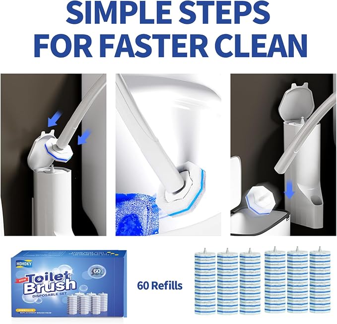 60pc Refills Disposable Toilet mats Brush Cleaning System, Toilet Cleaning Brush - Image 9