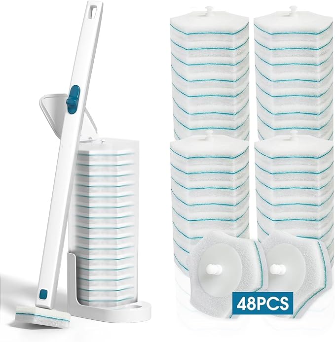 Disposable Toilet Brush with 48 PCS Refills, Disposables Toilets Cleaning by BALORIZ
