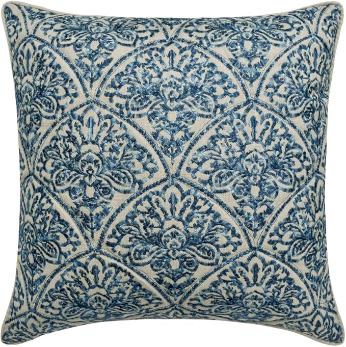 The HomeCentric King/Queen/Twin Blue Designer Full 68"x18" Bed Runner Without Pillow Cover, Embroidery, Quilted Bed Scarf on Cotton Fabric - Farzeen Blue