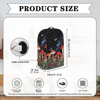 Mushroom Dragonfly Blender Covers for Kitchen Food Processor Cover with Handle, Drawstring Dust Covers for Kitchen Appliances Stand Mixer or Coffee Maker Appliance Cover
