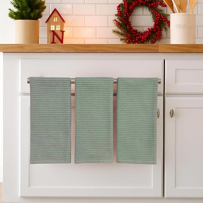 Serafina Home Sage Green Kitchen Dish Towels 100% Cotton Cloth Soft Cleaning - Image 5