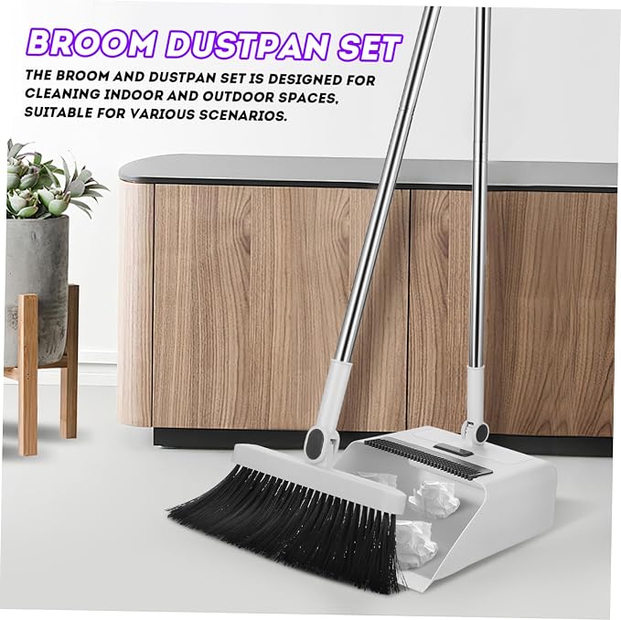 GLEAVI Broom and Dustpan Set 3 in 1 Long Handle Broom - Image 4