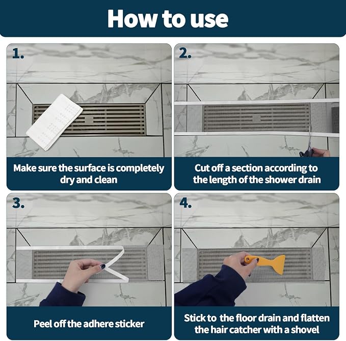 2 PCS 4.7 Inch x 33 FT Disposable Shower Drain Screen Self-Adhesive Stickers - Image 5