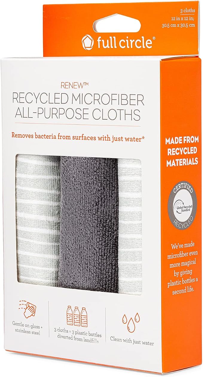 Full Circle Renew Collection All-Purpose Recycled Microfiber Cloths, Stripes - Image 7