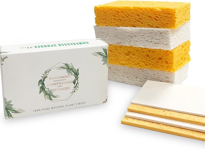 12-Count Extra Large Compressed Sponges by Khooming