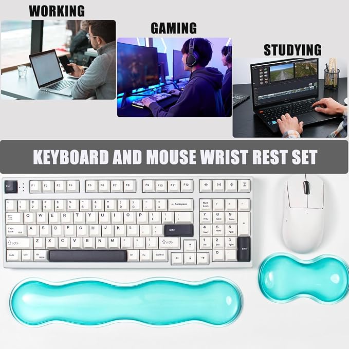 Gel Keyboard and Mouse Wrist Rest Set – Crystal Green Wrist Rest - Image 2