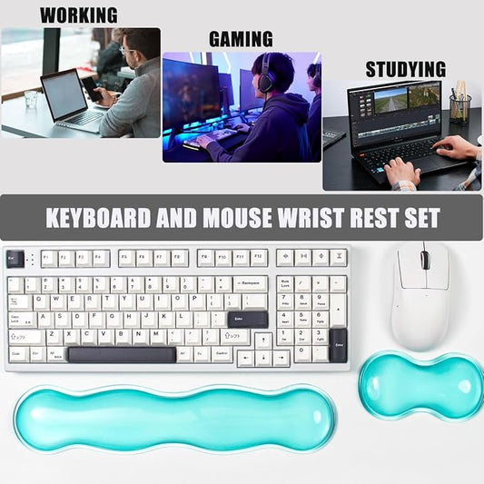 Gel Keyboard and Mouse Wrist Rest Set – Crystal Green Wrist Rest - Image 2