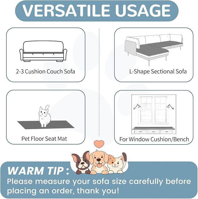 OTOB Sofa Covers for 3 Cushion Couch Washable, Fuzzy Non Slip Pet Friendly - Image 6