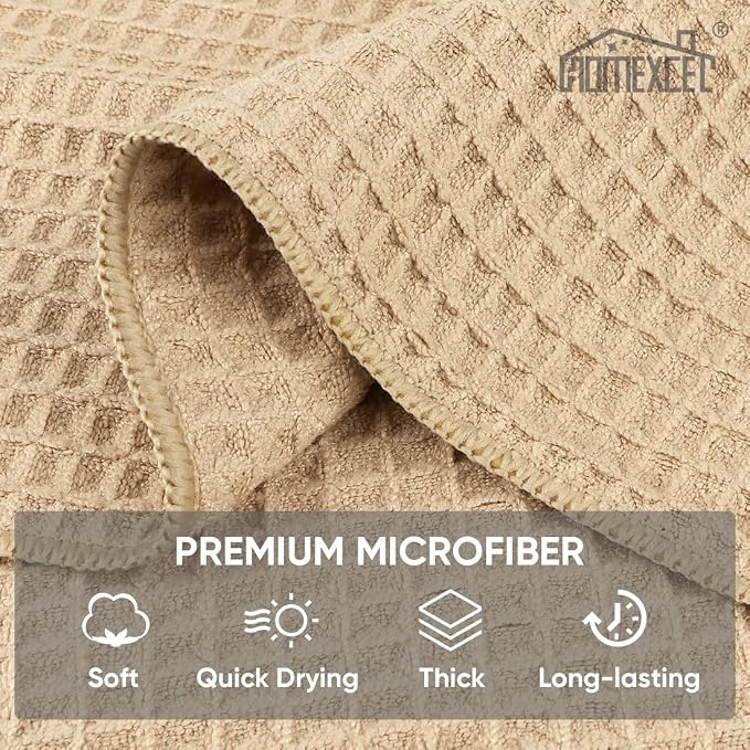 HOMEXCEL Waffle Weave Microfiber Cleaning Cloth, 6 Pack Highly Absorbent - Image 4