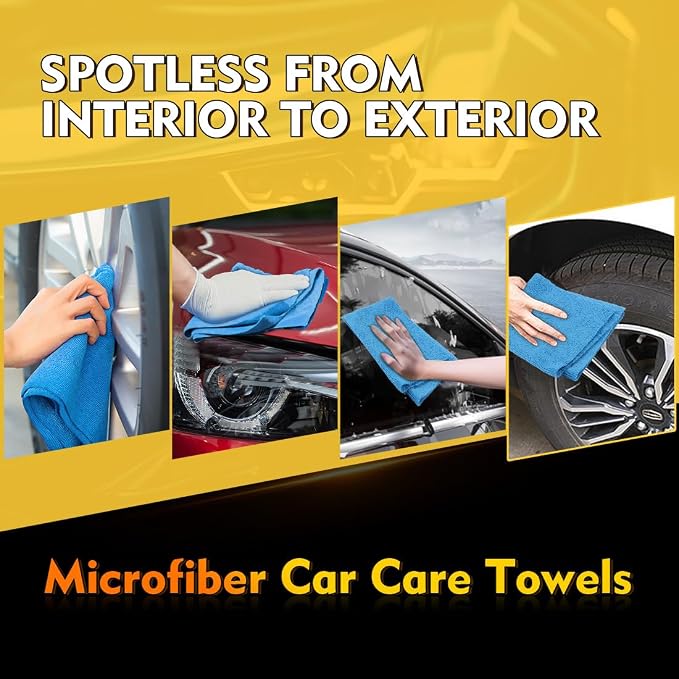 HOMEXCEL Blue Microfiber Cleaning Cloths 100 Pack, Reusable Cleaning Rags Shop - Image 4