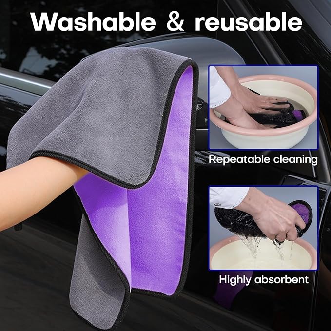 Hovom 3PCS Car Microfiber Towels, 23.62"×11.81" Lint-Free Microfiber Towels - Image 5