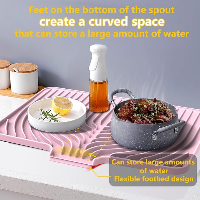 Silicone Drying Mat for Kitchen Counter, Dish Drying Rack Matt - Image 5