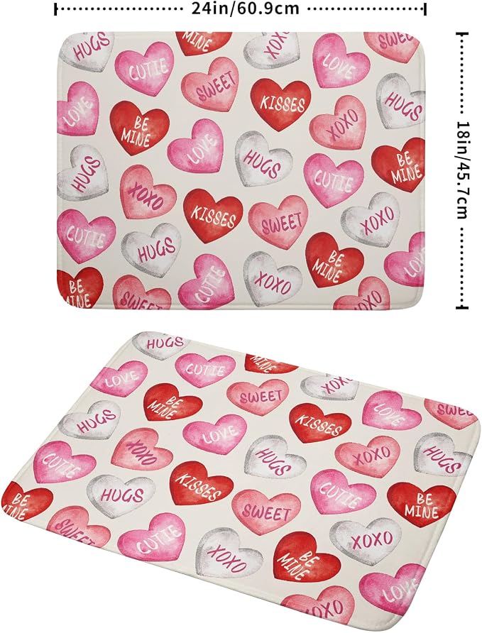 Valentines Dish Drying Mat for Kitchen Counter 18x24 Red Pink Love Heart - Image 2
