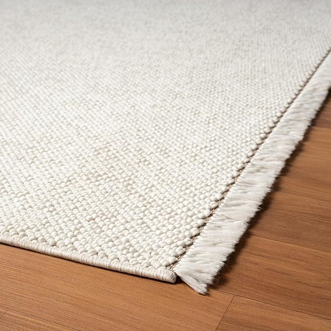 LUXE WEAVERS Solid Machine Woven Cream 2x3 Area Rug, Indoor Stain-Resistant Carpet