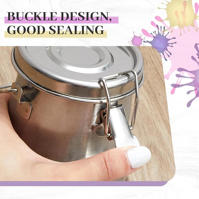 2 Pcs Paint Brush Cleaner Set Stainless Steel Double Dipper Palette Cup Paint - Image 4