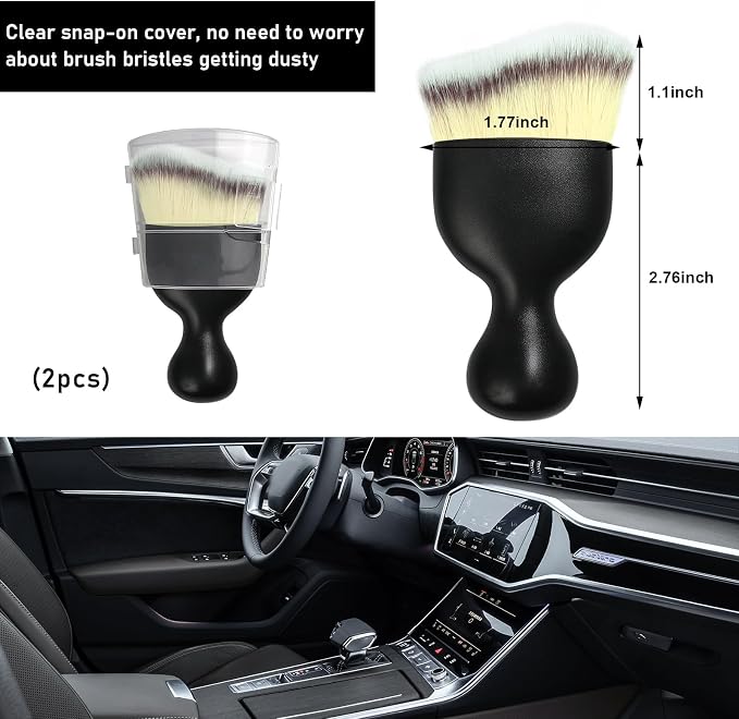 Ziciner 2 PCS Car Detailing Brush, Curved Soft Bristles Auto Removal Dust - Image 2