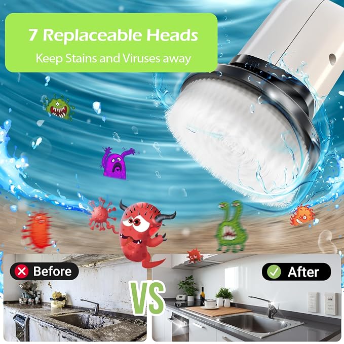 Electric Spin Scrubber, Cordless Bathroom Tub Scrubber - Image 4