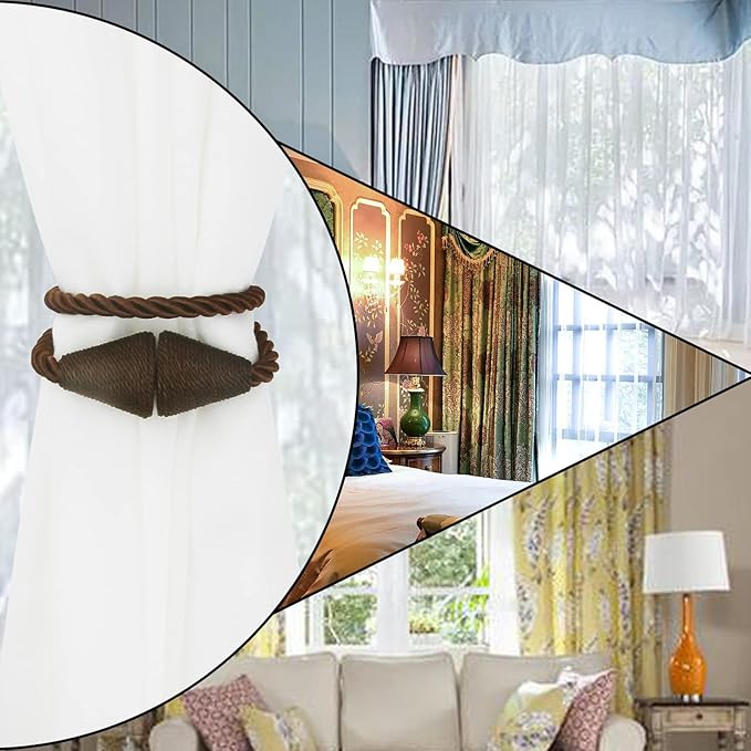 4 Pack Magnetic Curtain Tiebacks Rope Modern Handmade Curtain Tie Backs - Image 6