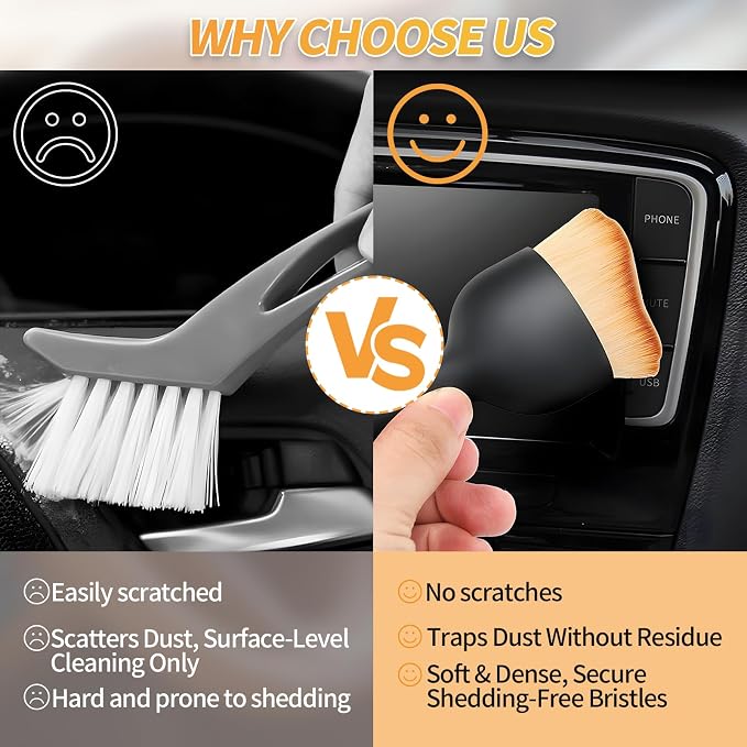 2PCS Car Interior Dust Brush, Soft Microfiber Bristles, Car Detailing Brush - Image 4