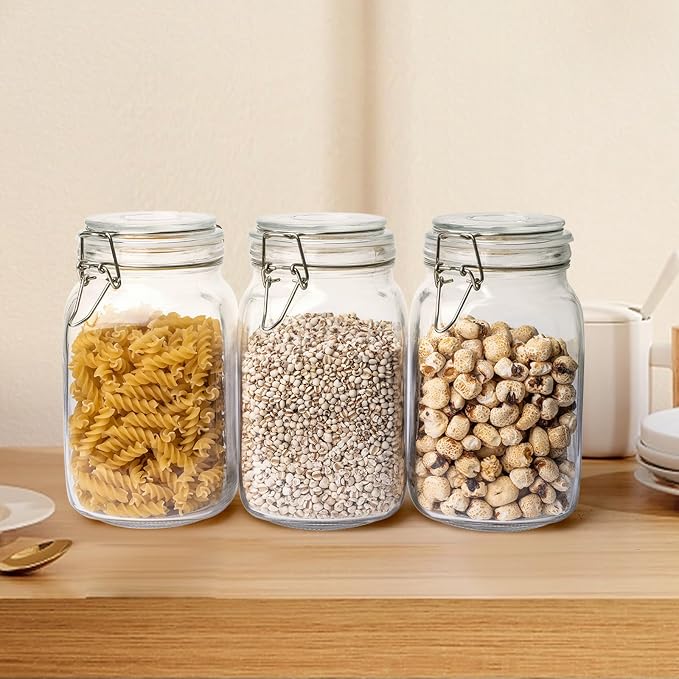 Glass Jars with Airtight Lid, Large Glass Food Storage Jars, 3 Pack Wide Mouth - Image 6