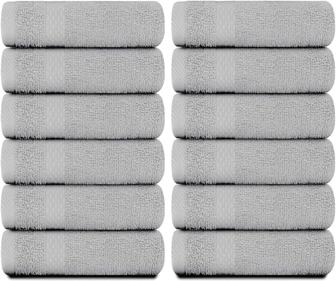 White Classic Luxury Cotton Washcloths 13x13 Inch - Image 2