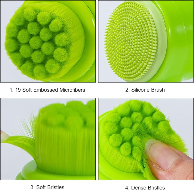 Face Brush 2 in 1, Silicone Facial Cleansing Exfoliating Brush Soft Bristles - Image 2