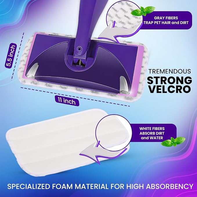 6pcs of Universal 11-inch Velcro Type Reusable Floor Mop Pads Compatible - Image 5